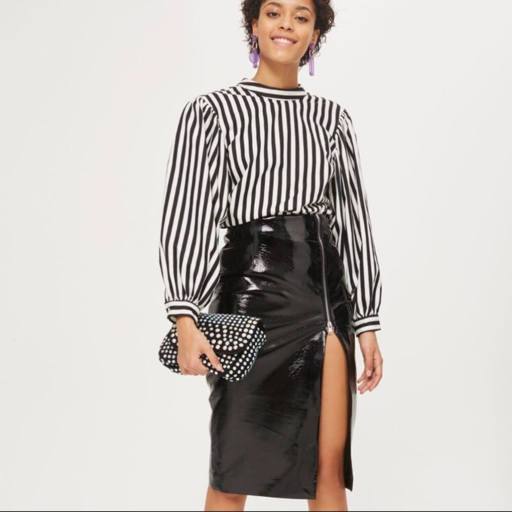 Topshop Vinyl Split Skirt sz 6